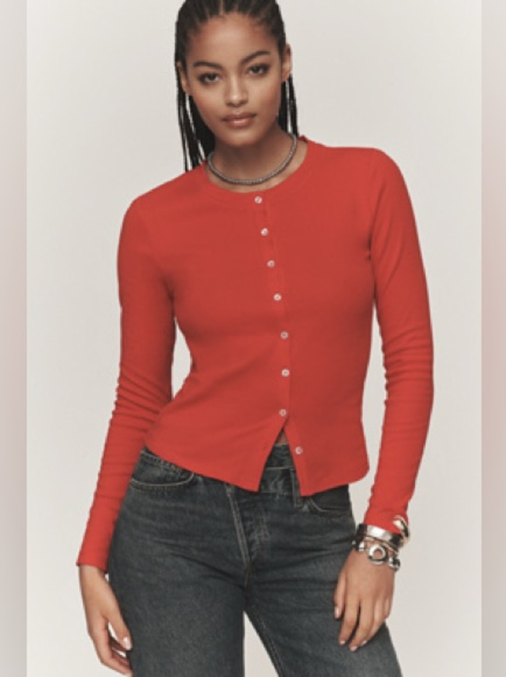 Maeve Cotton Blend Fitted Knit Cardigan